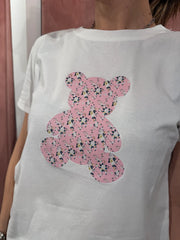 T-Shirt bianca con stampa orsetto Vicolo
