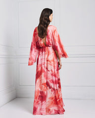 Abito lungo stampato con scollo a V Access