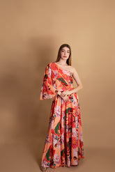 Abito monospalla a fantasia Dramè