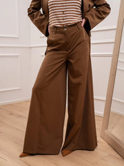 Pantaloni cioccolato gamba ampia Vicolo
