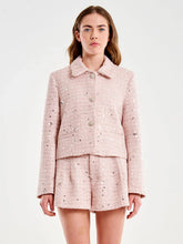 Giacca crop in tweed e bottoni gioiello Vicolo