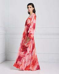 Abito lungo stampato con scollo a V Access