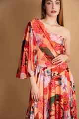 Abito monospalla a fantasia Dramè