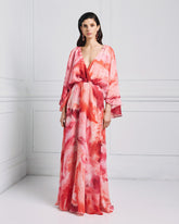 Abito lungo stampato con scollo a V Access