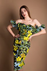 Tubino fantasia con rouches Carla Ruiz