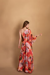 Abito monospalla a fantasia Dramè