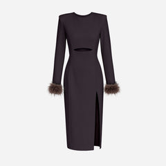 Tubino midi con piume Silence Limited