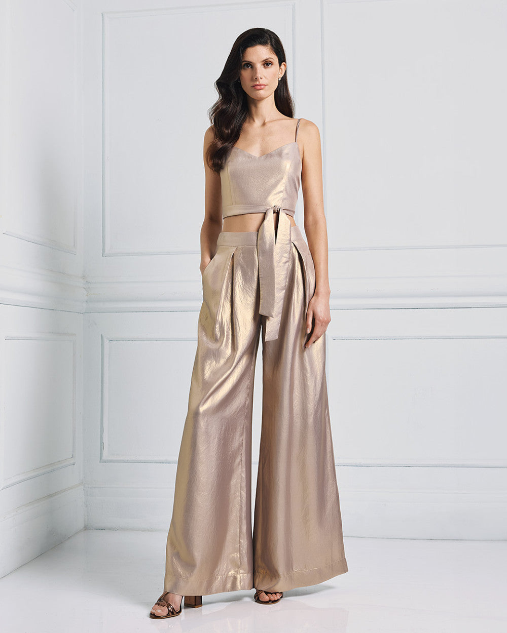 Pantalone effetto metalizzato con pieghe Access