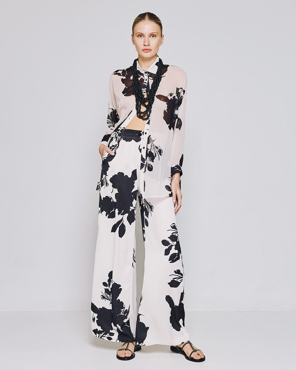 Pantaloni floreali a vita alta Access