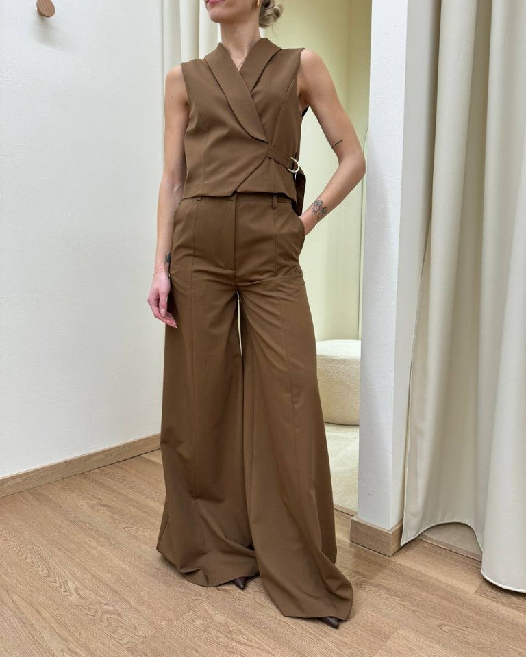 Pantaloni cioccolato gamba ampia Vicolo